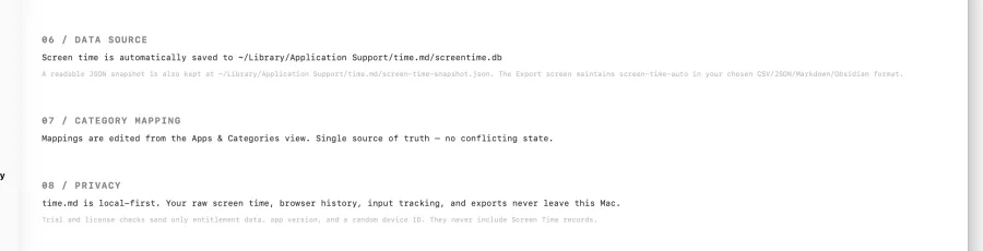 Local data and privacy settings